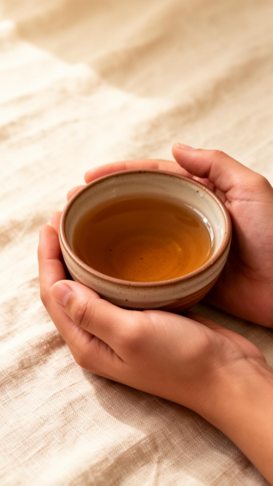 Hands holding a ceramic bowl